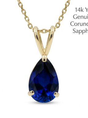 Genuine 2.19 Cts Blue Sapphire Pendant 14k Gold